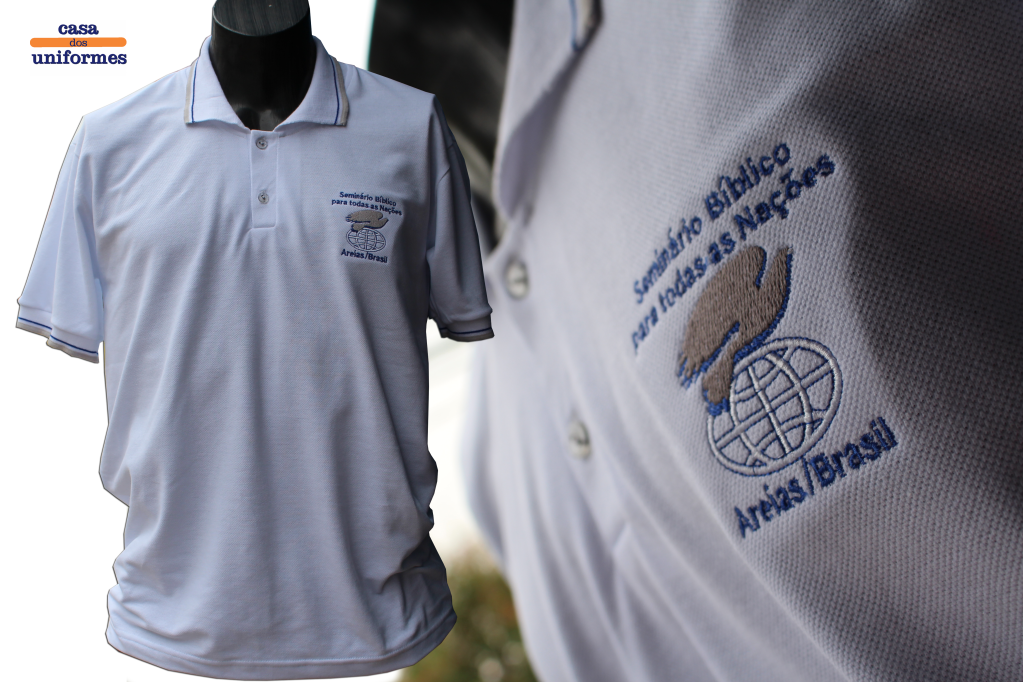 Camisa gola polo em piquet, bordada